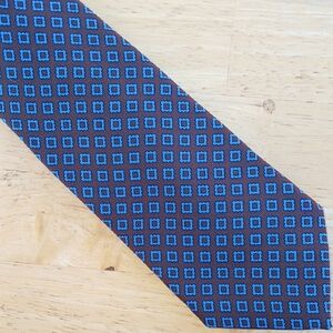 Seaward & Stearn Elegant Blue and Brown Patterned *PRINT* Tie
